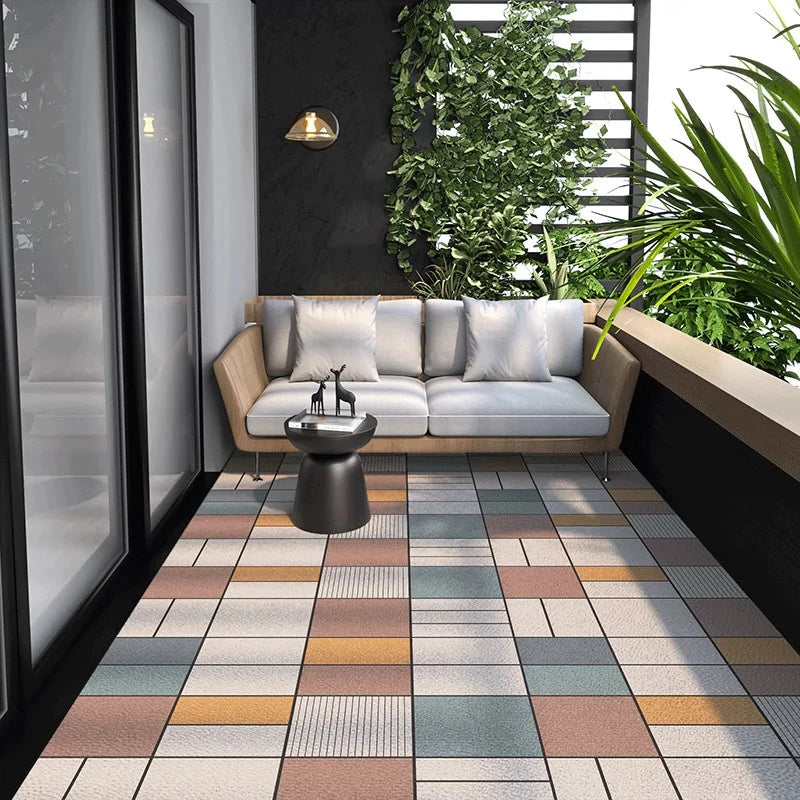 Tapis de sol en PVC aspect cuir antidérapant pour cuisine, balcon ou salon, motif géométrique, design moderne | Sansoti