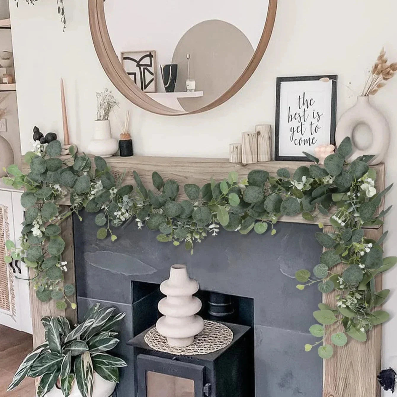 Kunstmatige Eucalyptus Slinger 2-Delige Set | Natuurlijke Groene Decoratie voor Interieur en Feesten | 180cm Lange Zijden Guirlandes | Sansoti