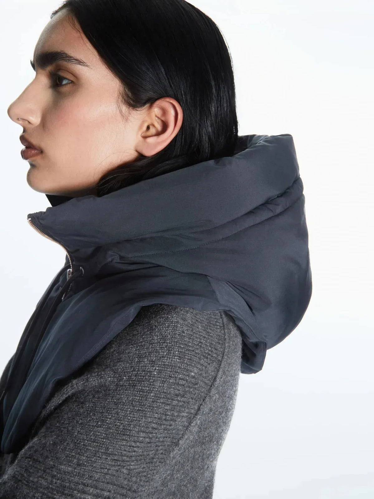 Hooded Scarf Knitted Neck Warmer Zipper Women's Winter Polyester Cotton Neck Warmer Comfortable Soft Warm | Sansoti