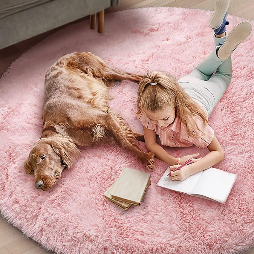 Tapis de Sol Chambre d'Enfant Rond Doux Fluffy 160cm Tapis Shaggy | Restfield