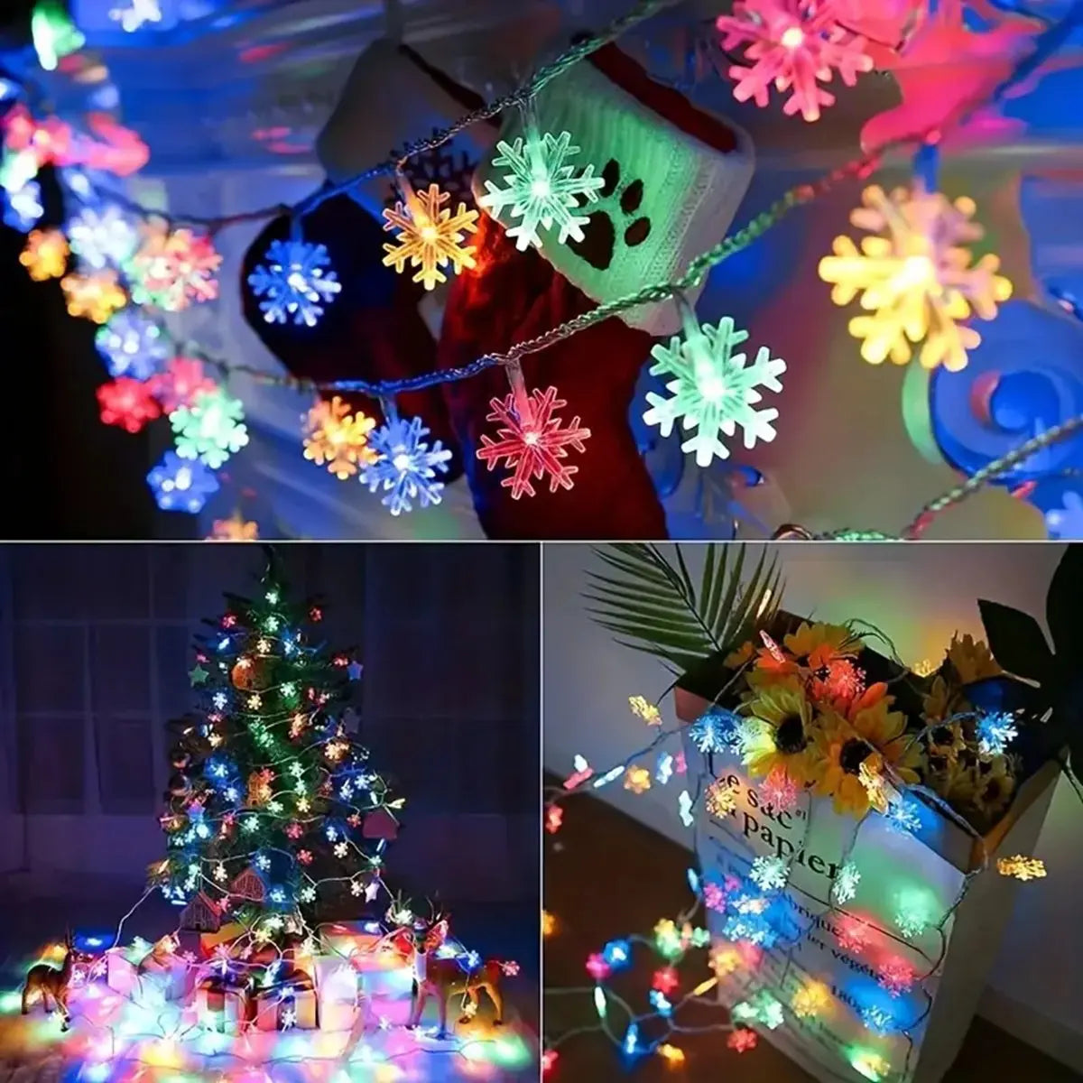Sneeuwvlok Lichtsnoer LED Kerstverlichting Binnen Buiten Sfeerlicht Tuin Feestdecoratie Wintersfeer Kerstboom | Sansoti