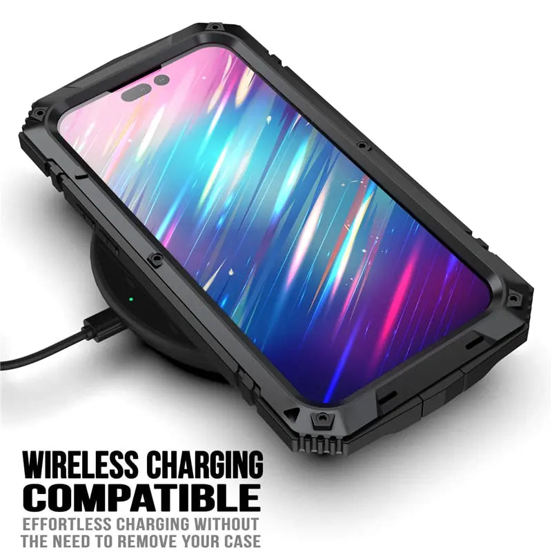 Metal iPhone Case 11 12 13 14 Series Shockproof Heavy Duty Rugged Protective Case Sturdy Bumper | Sansoti