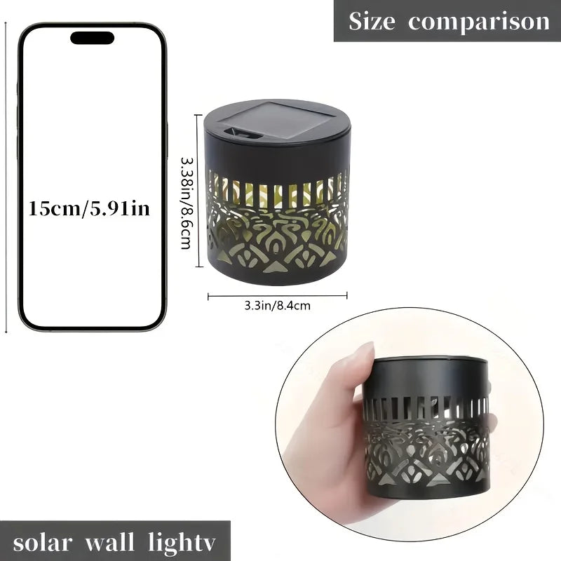 Sfeerlantaarn op Zonne-energie met Schaduwprojectie - IJzeren Tuinlamp IP65 - Warm Wit Licht voor Buiten - Automatische Schemersensor - Wandmontage of Vrijstaand | Sansoti