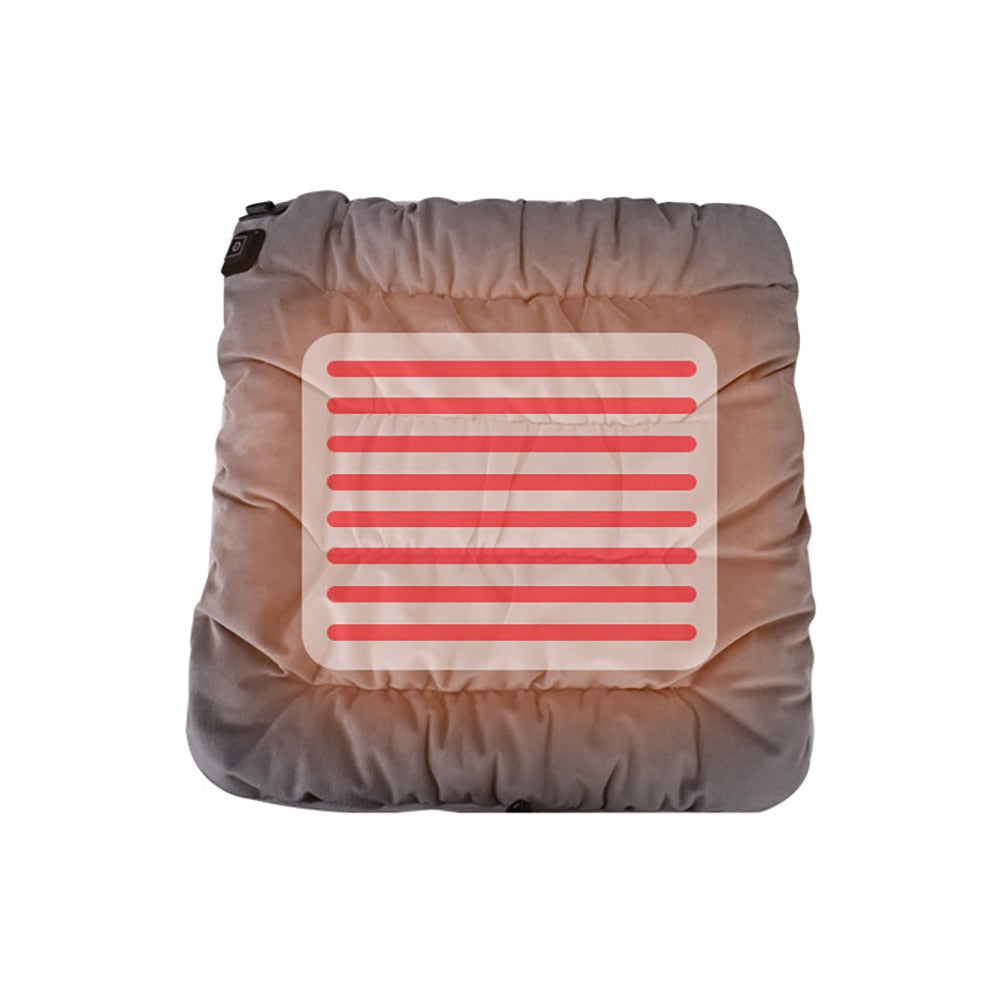 Coussin de chaise chauffant USB 45x45 cm à température réglable, rembourrage doux, confortable, gris, marron, noir | Sansoti