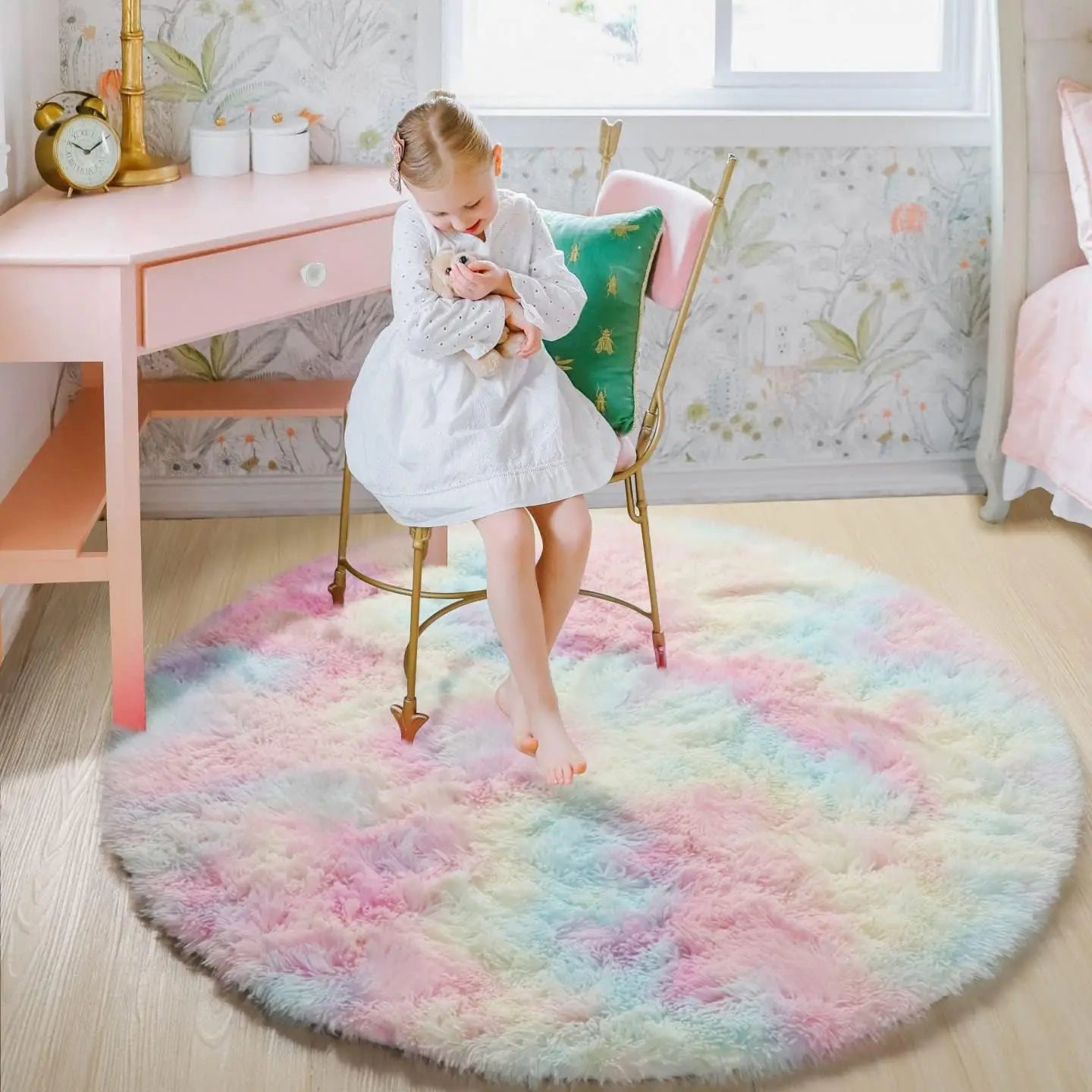 Teppich Kinderzimmer Rund Flauschig Weich 160cm Hochflor Teppich | Restfield