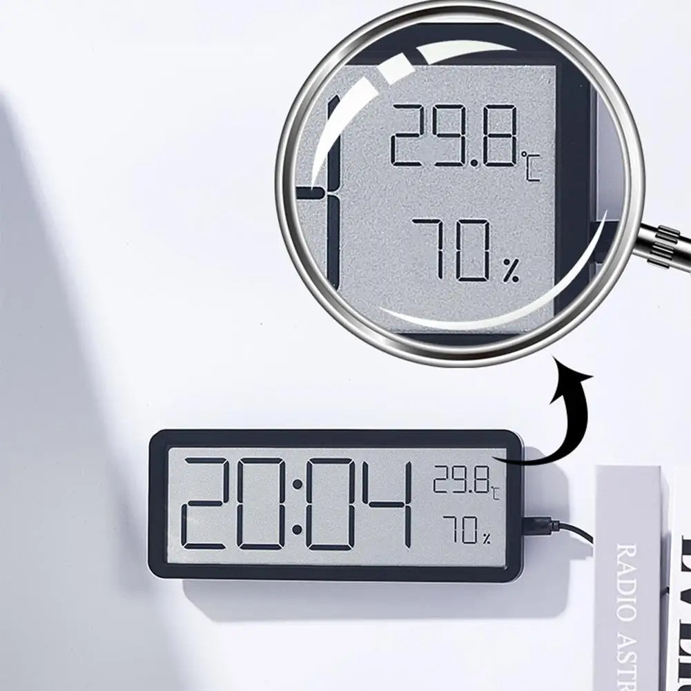 Digitale Wandklok met LED-Display – Temperatuur & Tijd – Modern Design – Wit & Zwart | Sansoti