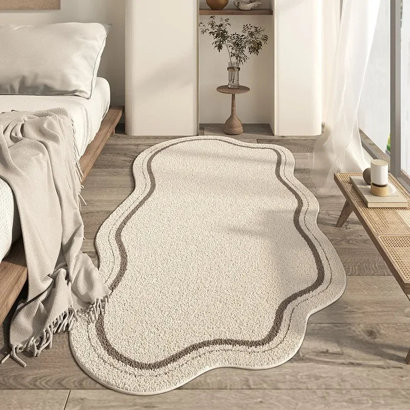 Vloerkleed Crème Organische Vorm Antislip Zacht Polyester Modern Design | Sansoti