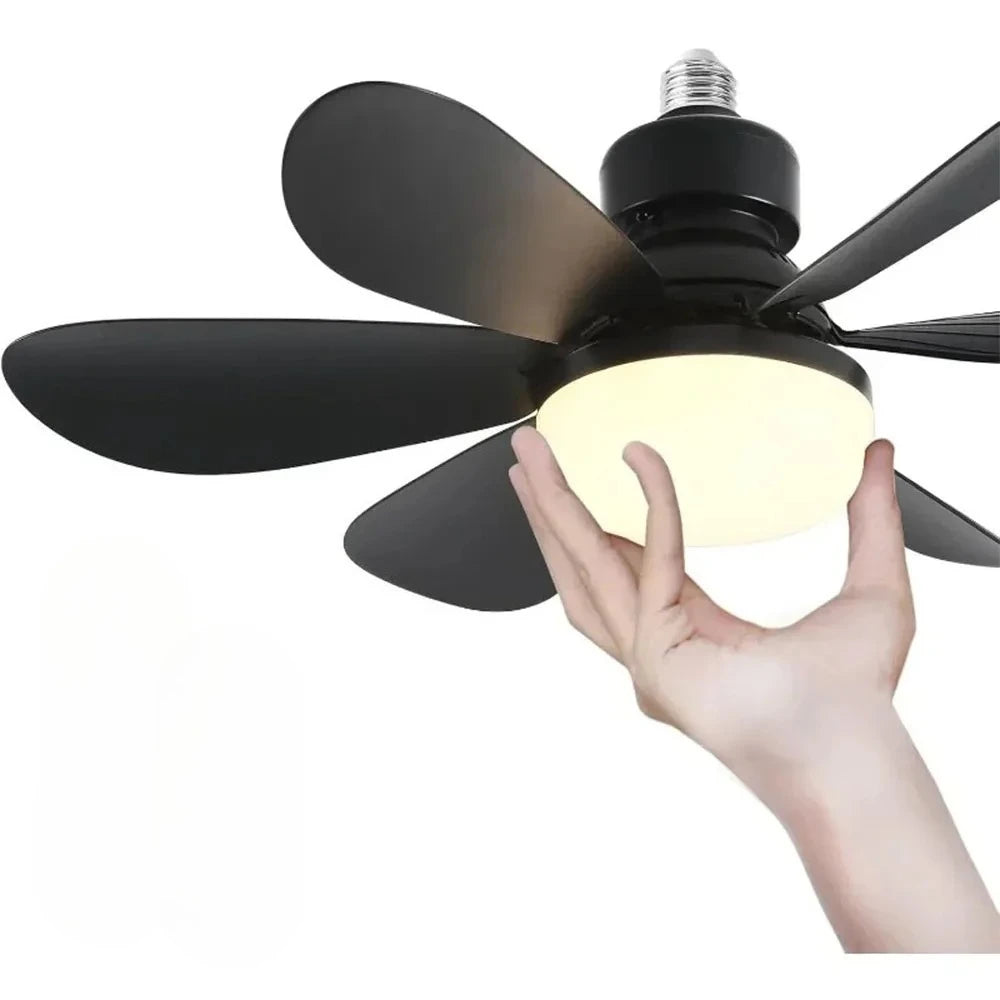 Intelligente Plafondventilator met LED-verlichting E27 Fitting en Afstandsbediening voor Slaapkamer Woonkamer Modern Minimalistisch Energiezuinig Stil | Sansoti