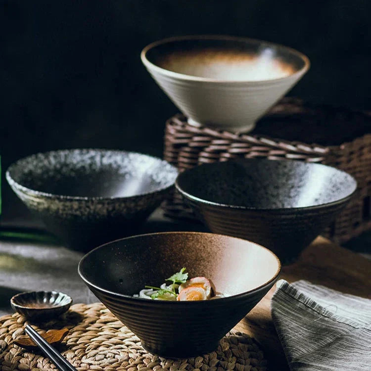Ramenkom keramiek 18 cm Japans design soepkom noedelkom rijstkom servies keuken handgemaakt | Sansoti