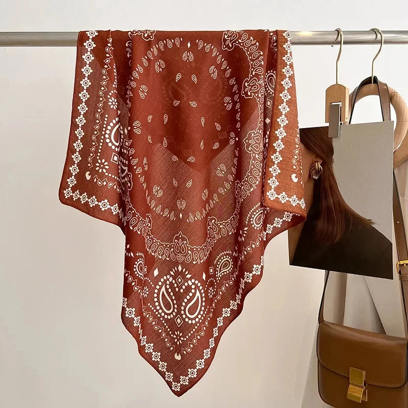 Square Bandana 68x68cm Cotton Print Headscarf for Women, Hair and Neck Scarf, Multifunctional, Four Seasons | Sansoti