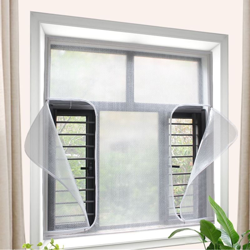 Doppelschichtige Fensterfolie mit selbstklebendem Reißverschluss für optimale Wärmeisolierung, transparent, energiesparend | Sansoti