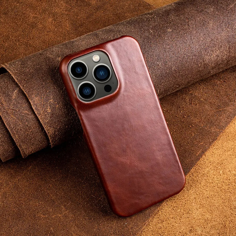 Lederhülle für iPhone aus Rindsleder Schutzhülle Handgefertigter Vintage-Stil Hochwertiger Halt Strapazierfähiges Design | Sansoti