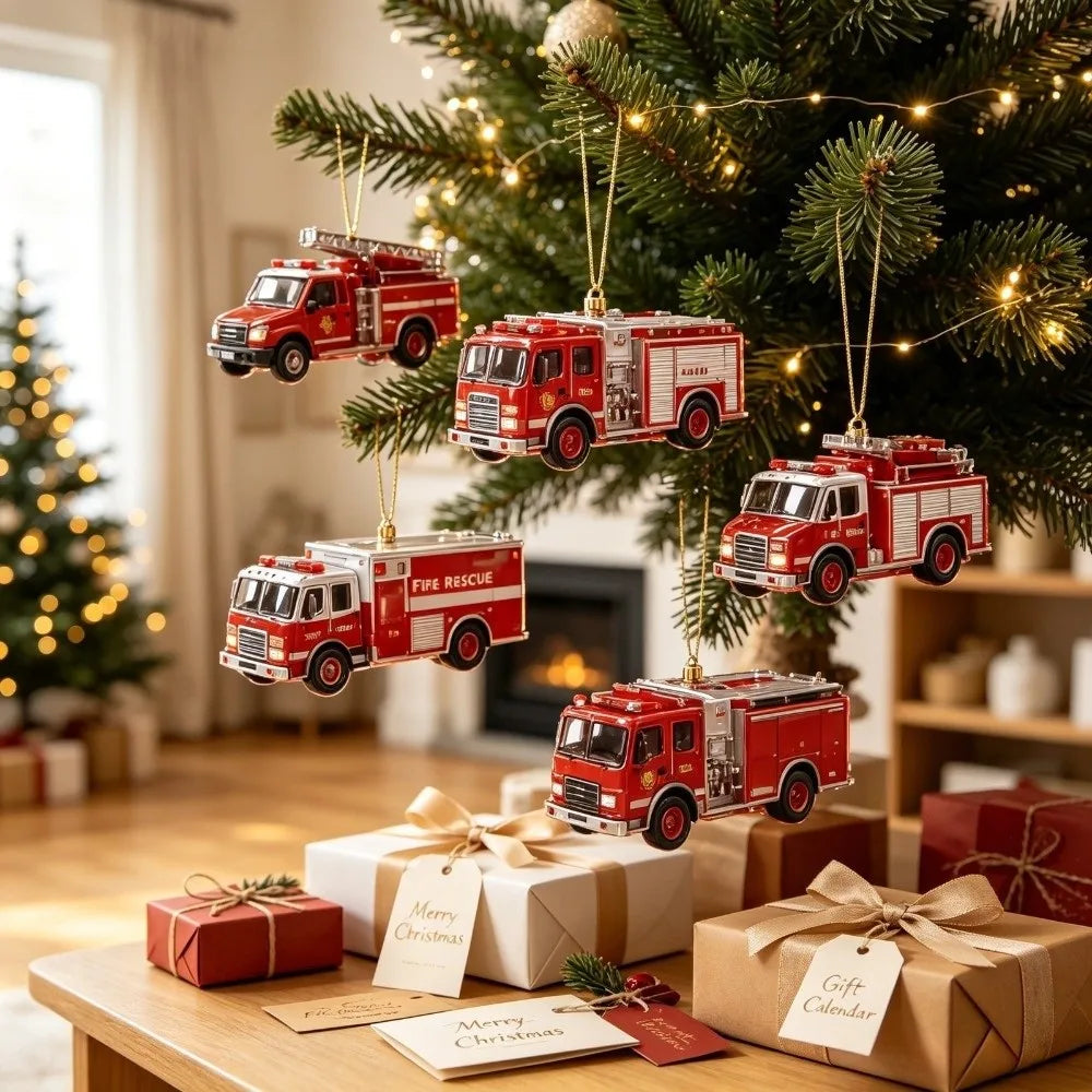 Advent Calendar 24 Days Emergency Vehicles Acrylic Ornaments Christmas Tree Christmas Decoration Gift for Children Vehicle Theme | Sansoti