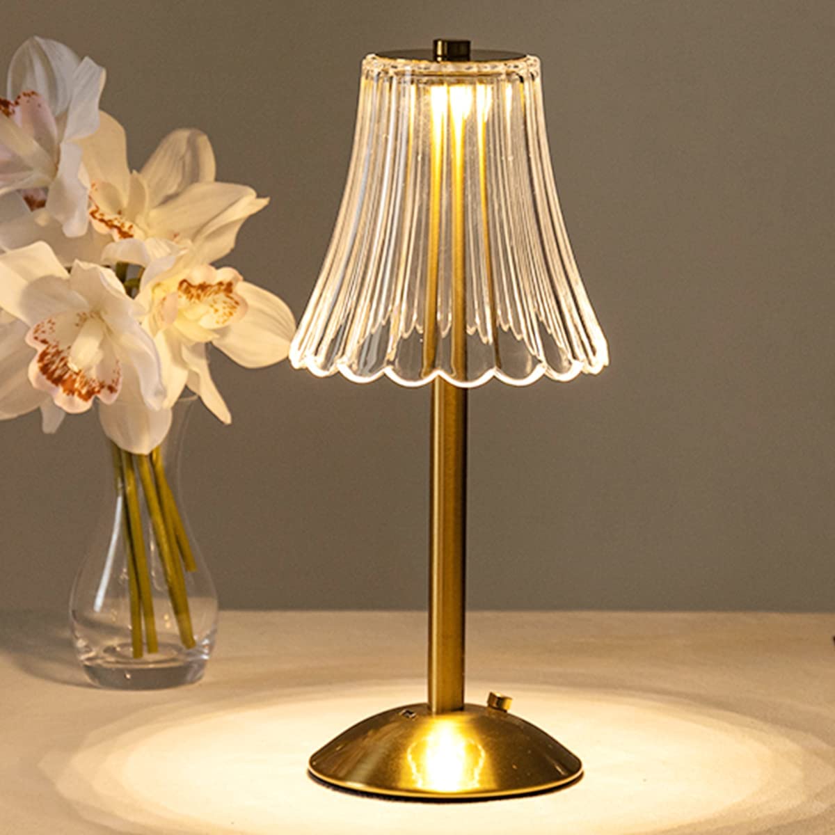 Lampe de table tactile LED dimmable Cristal Or Aluminium Acrylique Chambre Salon | Restfield