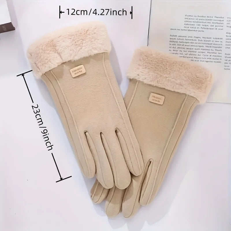 Lined Women's Gloves Touchscreen Windproof Warm Thermal Knitted Winter Wool Gloves Ski | Sansoti