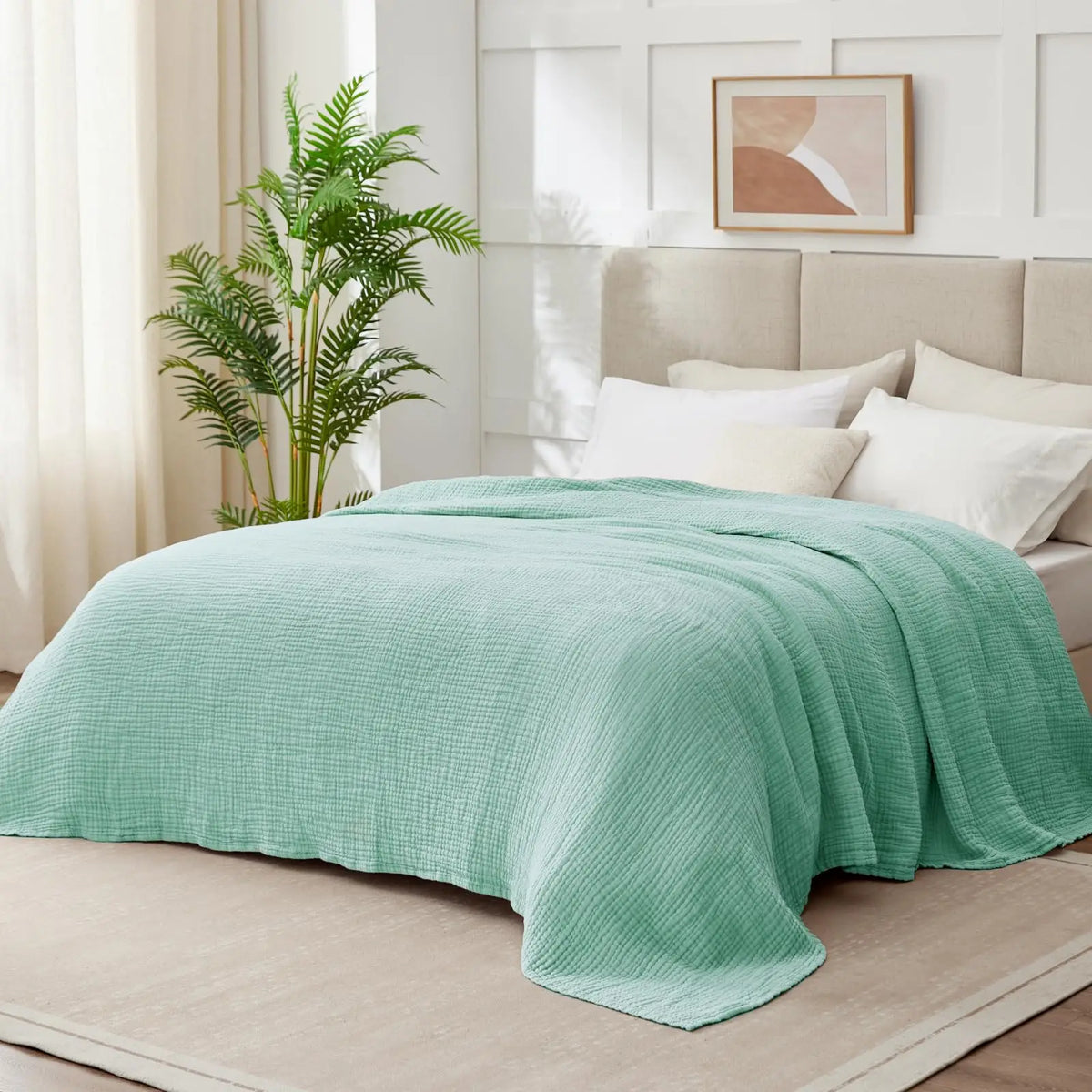 Muslin Cotton Blanket Multi-Layer Soft Gauze Weave Sofa Throw Comfortable Bed Plaid for All Seasons | Sansoti