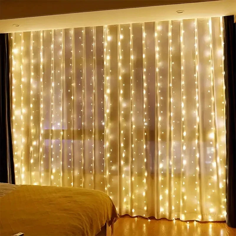 USB Gordijn Lichtslinger 3-6 Meter LED Verlichting met Afstandsbediening 8 Modi Warm Wit Sfeerlicht Decoratie | Sansoti
