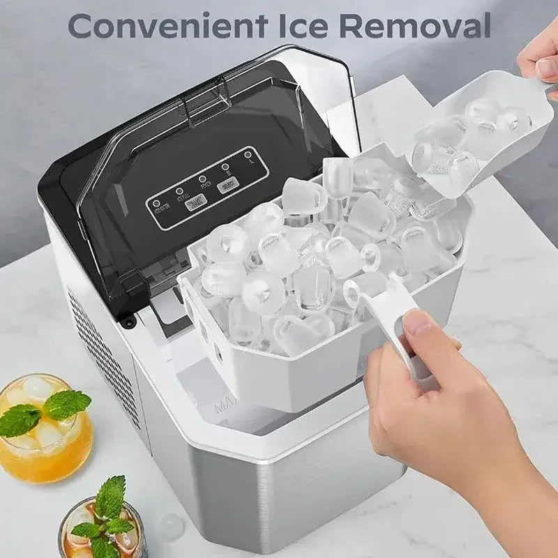 Eismaschine Automatisch Edelstahl 110W 15kg pro Tag Küche Bar Büro Selbstreinigend Eiswürfelmaschine 2 Größen Schnell 9 Würfel | Restfield