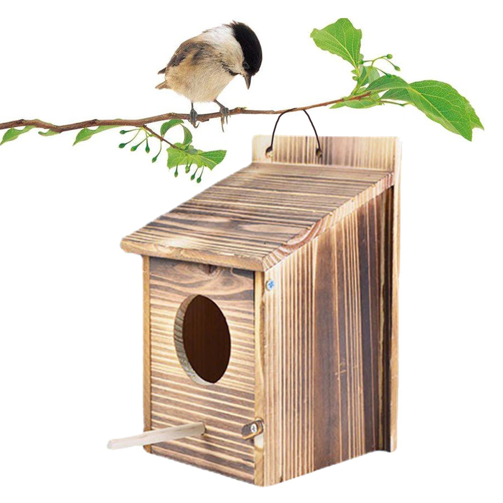 Vogelhaus Holz Hängend Außen Wetterfest 22x15cm Garten Vogelnest Nistkasten Meisen Dekorativ Natürlich | Restfield