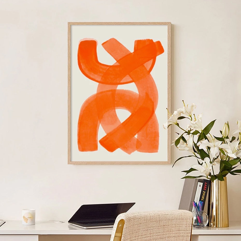Cotton Canvas Wall Decor Mid-Century Modern Brushstroke Vibrant Colorful Abstract Artwork Living Room | Sansoti