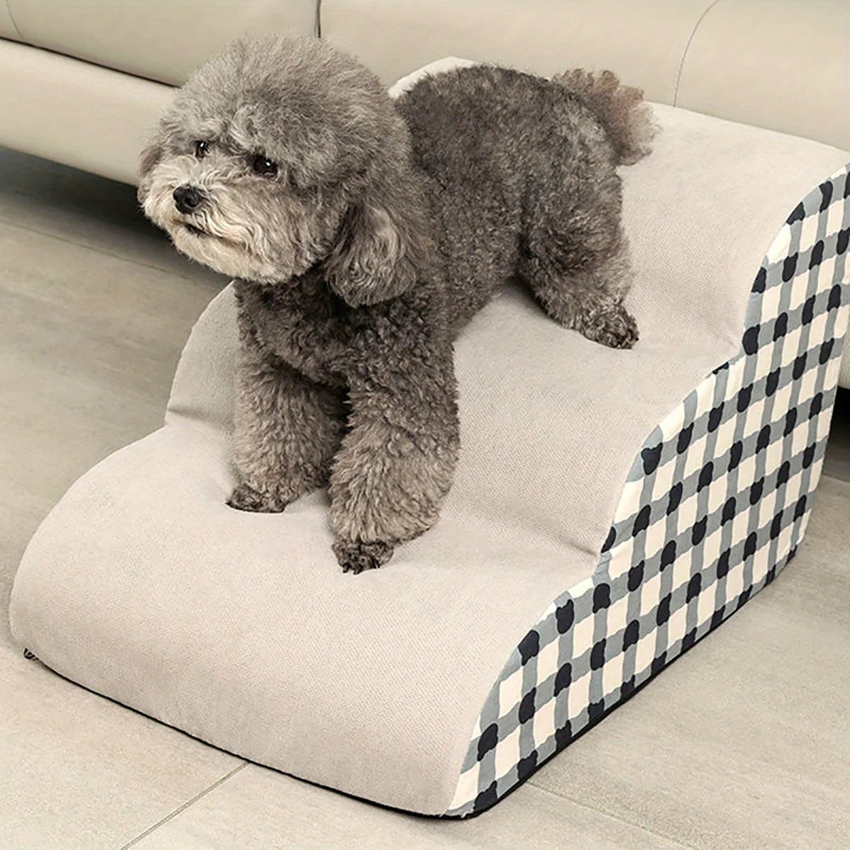 Haustiertreppe aus Schaumstoff, 2-3 Stufen, für Sofa und Bett, rutschfeste Rampe für kleine und ältere Hunde und Katzen, Gelenkschutz | Sansoti