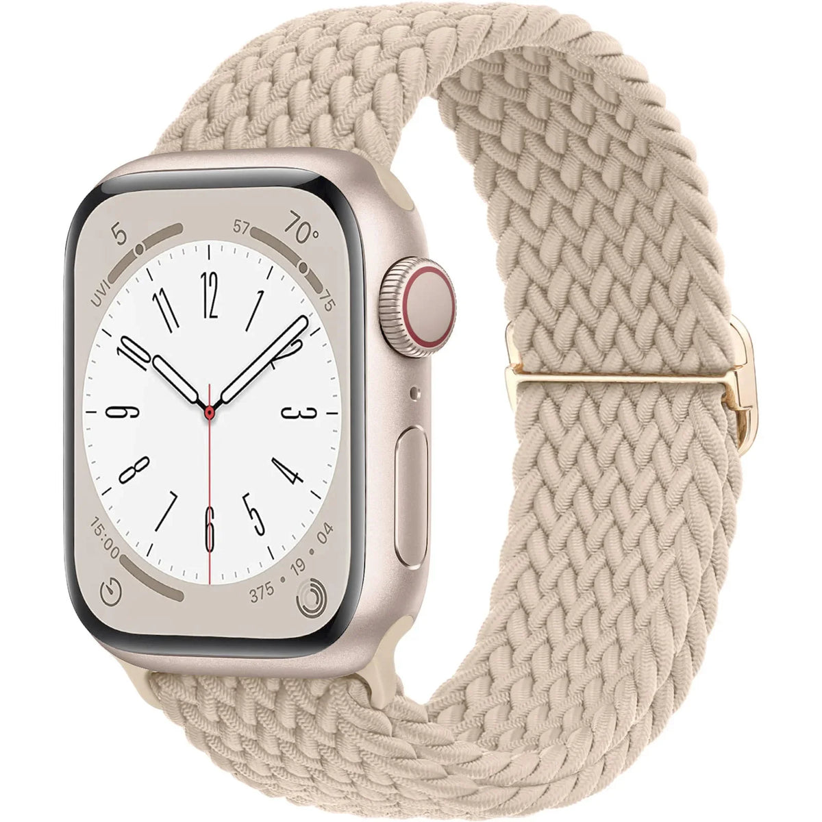 Elastisch gevlochten nylon smartwatch-bandje, 38–49 mm, verstelbaar en ademend, sportband voor Apple Watch | Sansoti