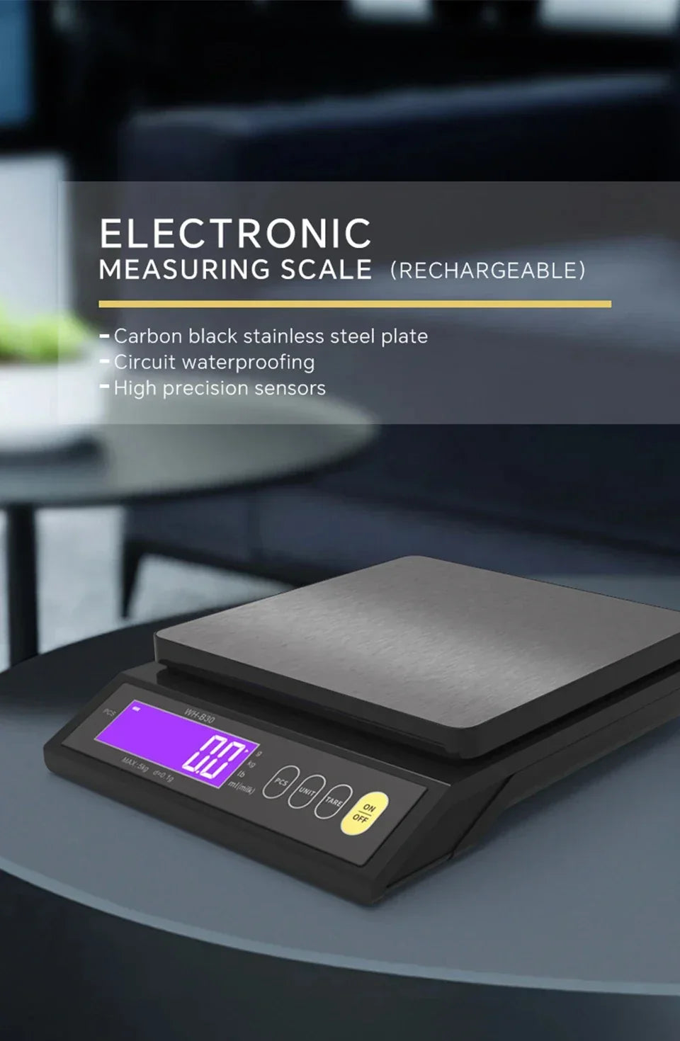Digitale Keukenweegschaal RVS Waterdicht 10kg Precisie Bakken Koken Portioneren Oplaadbaar LCD Display | Sansoti