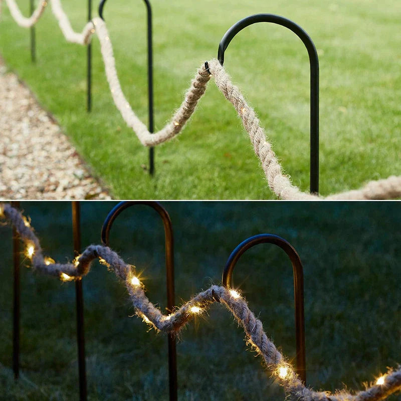 Natural Decorative Hemp Rope with Integrated LED Light String Warm White 4.5 m Rustic Ambient Light Garland for Indoor and Outdoor | Sansoti