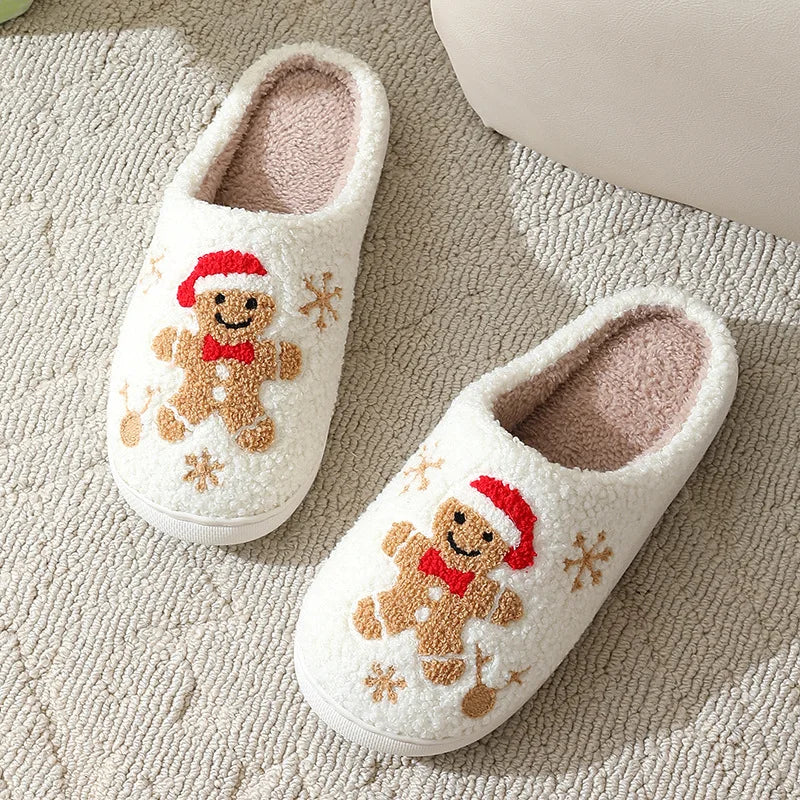 Festive house slippers with a Christmas design, winter warmth, non-slip indoor shoes, comfortable for women and men | Sansoti