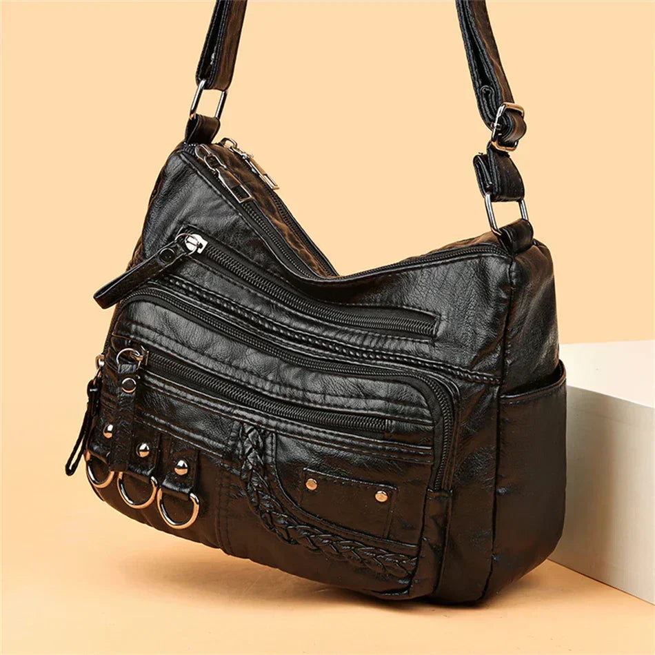 Vintage Handtas Vegan Leer Elegante Schoudertas Dames Retro Stijl Dagelijkse Tas Mode Accessoire Vrouwen | Sansoti