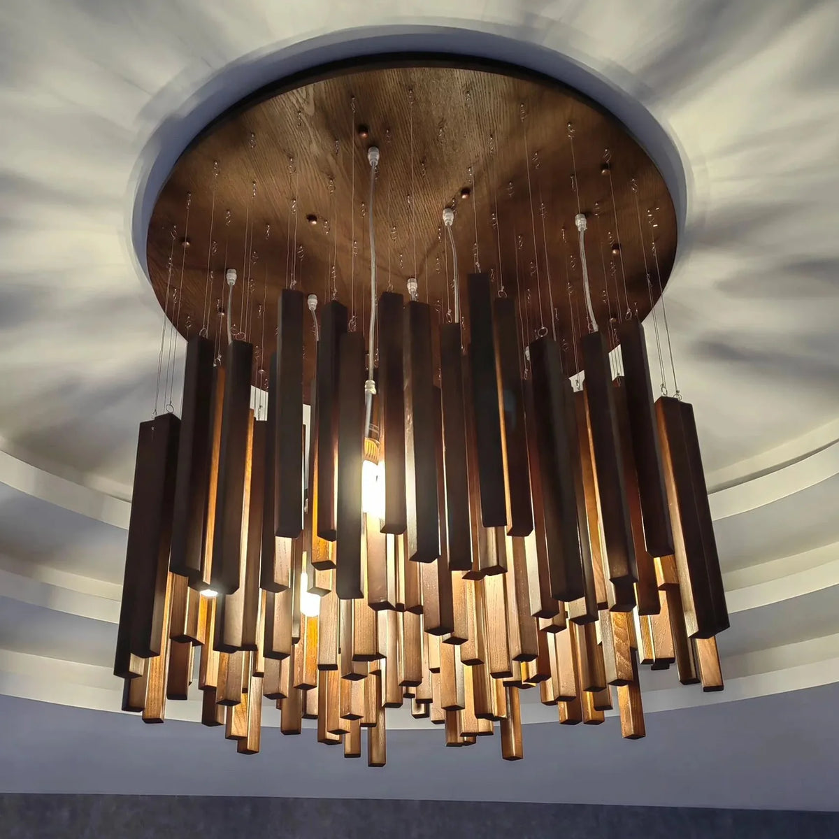 Retro Houten Kroonluchter Japans Design LED Verlichting voor Eetkamer Woonkamer Slaapkamer Hanglamp Sfeer | Sansoti
