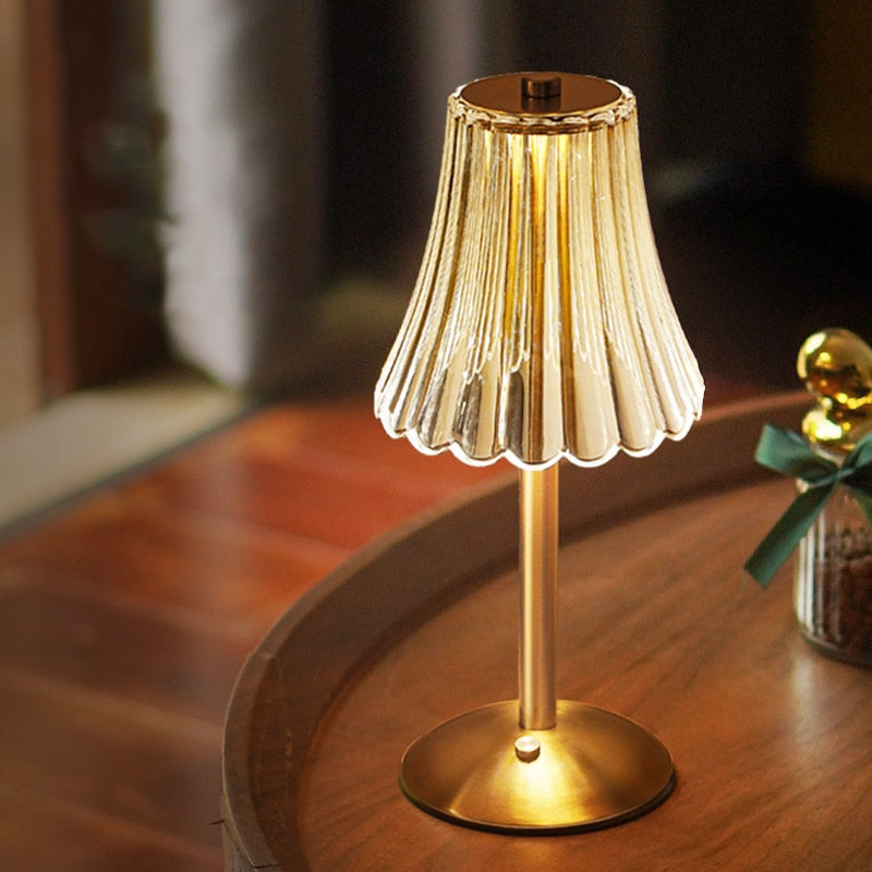 Lampe de table tactile LED dimmable Cristal Or Aluminium Acrylique Chambre Salon | Restfield