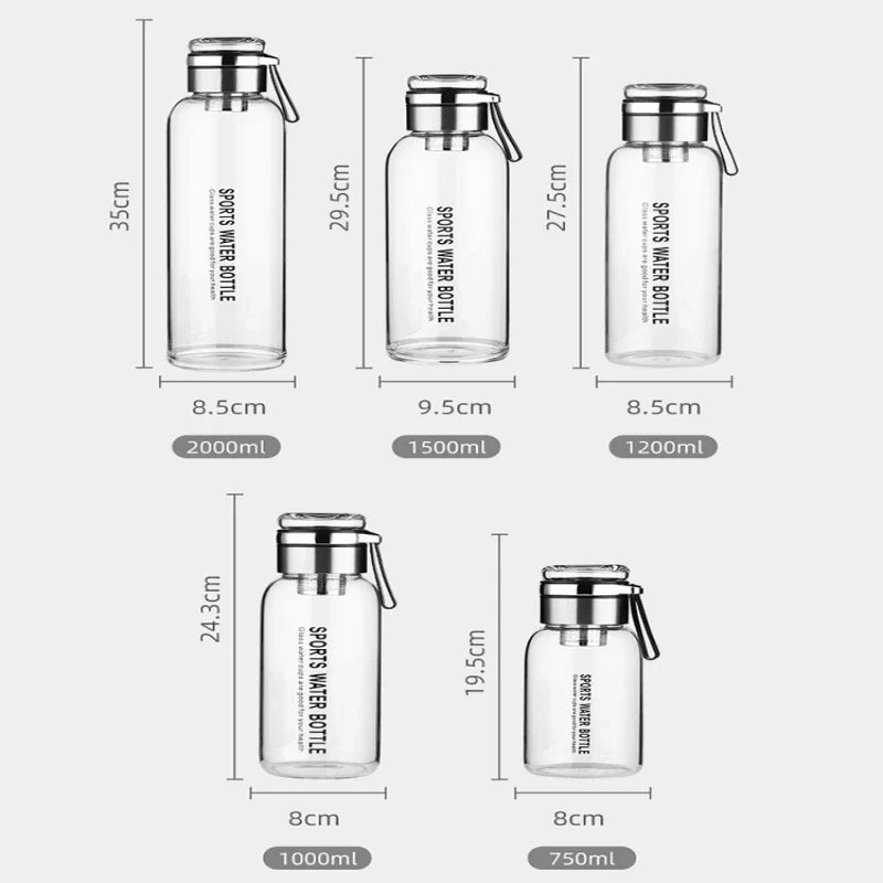 Grote Waterkan 2 Liter Transparant – Praktische Drinkfles voor Melk, Sap & Water | Sansoti