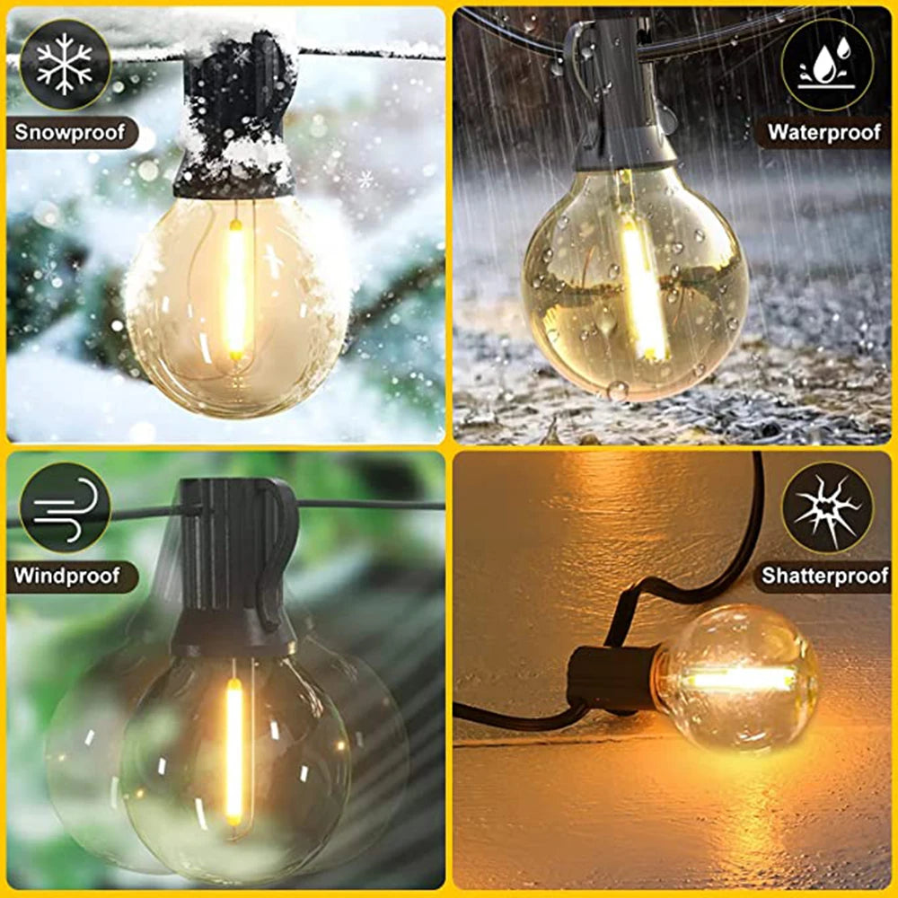 G40 LED String Lights Garden Lighting Warm White 9-26m Party Lighting Outdoor Ambient Lights Patio Garden | Sansoti