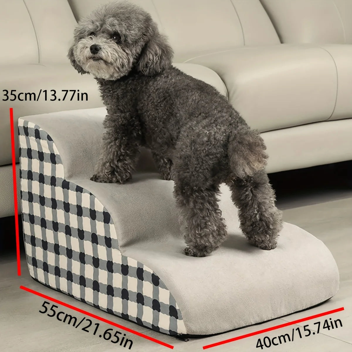 Haustiertreppe aus Schaumstoff, 2-3 Stufen, für Sofa und Bett, rutschfeste Rampe für kleine und ältere Hunde und Katzen, Gelenkschutz | Sansoti