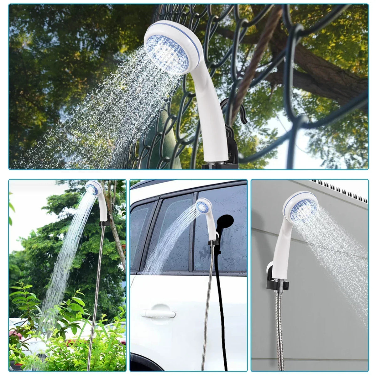 Rechargeable Shower Pump with Hand Shower for Camping Travel Outdoor Portable Hand Shower Flexible Hose Blue | Sansoti
