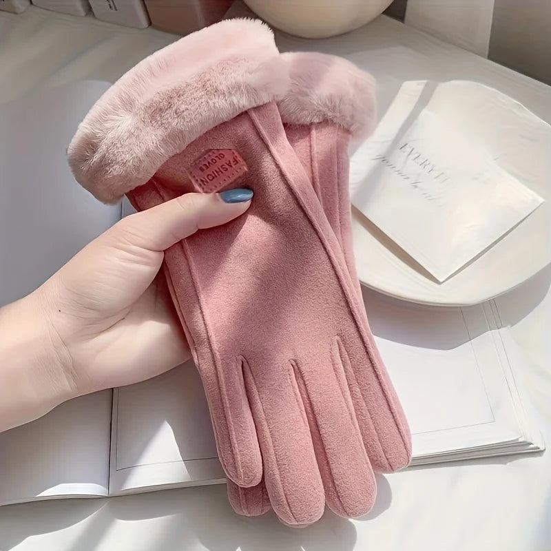 Lined Women's Gloves Touchscreen Windproof Warm Thermal Knitted Winter Wool Gloves Ski | Sansoti