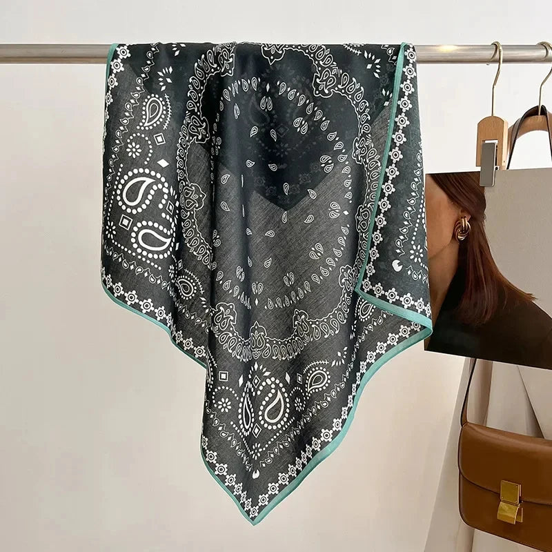 Square Bandana 68x68cm Cotton Print Headscarf for Women, Hair and Neck Scarf, Multifunctional, Four Seasons | Sansoti