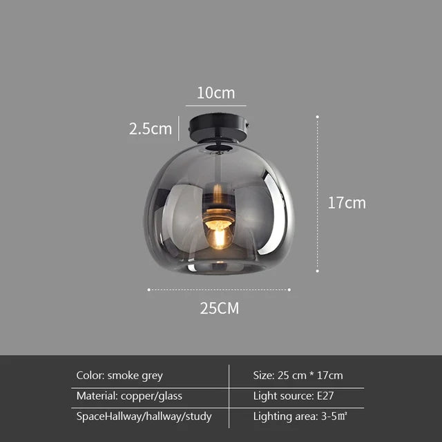 Moderne LED plafondlamp van glas – design plafondverlichting met E27 fitting voor woonkamer, slaapkamer en keuken | Sansoti