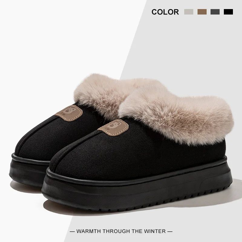 Lined Winter Slippers with High Ankle Warm House Slippers Thick Non-Slip Sole Unisex Indoor Outdoor | Sansoti