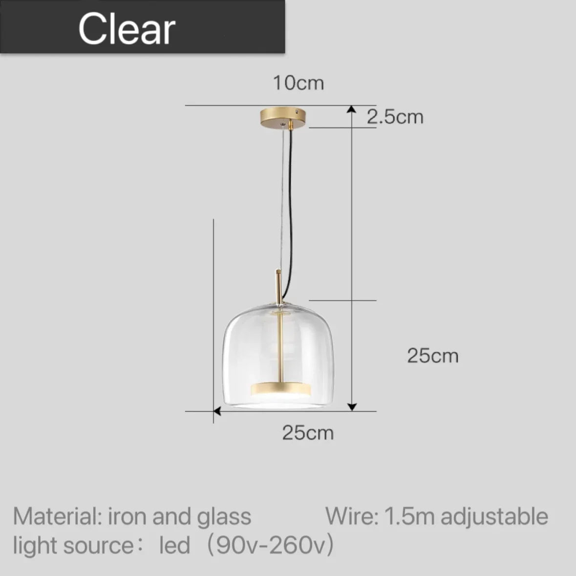 Scandinavische Glazen Hanglamp – Warm Sfeerlicht met Amber, Helder of Grijs Glas – Ø 15, 25 of 35 cm – Moderne Verlichting voor Keuken, Eetkamer en Woonkamer | Sansoti