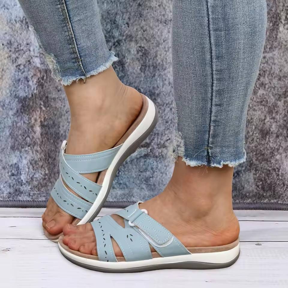 Tongs orthopédiques pour femmes avec triple soutien de la voûte plantaire, réglables, antidérapantes et confortables | Sansoti