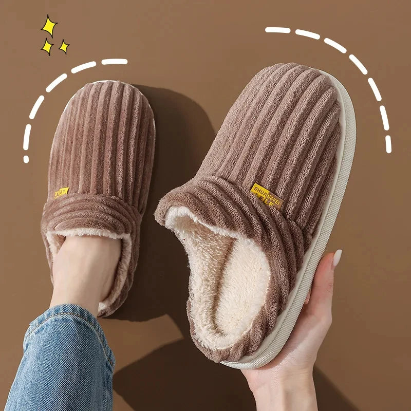 Pluszowe kapcie unisex, ciepłe kapcie zimowe z miękką podeszwą do noszenia w domu, antypoślizgowe, na jesień i zimę, komfortowe | Sansoti