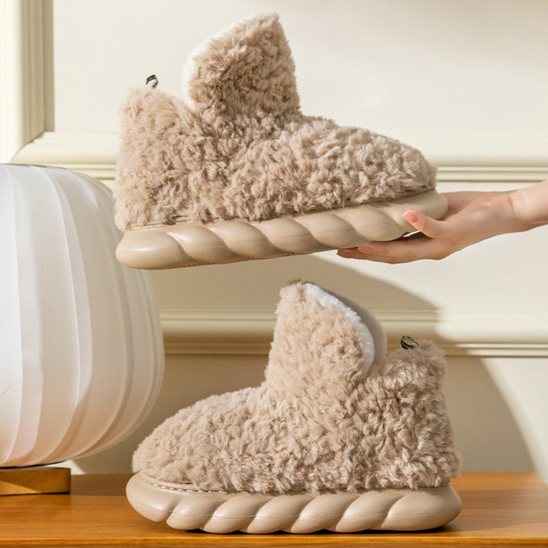 Pantoufles douces pour femmes avec mousse à mémoire de forme, antidérapantes, chaussures d'intérieur d'hiver à doublure en peluche, confortables | Sansoti