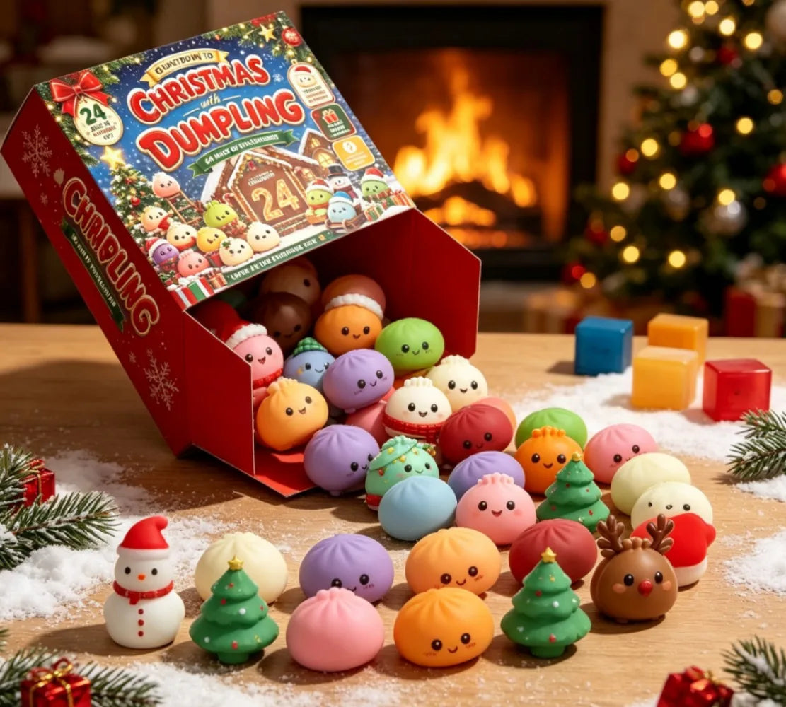 Calendrier de l’Avent de Noël de 24 jours avec petits pains en peluche, boîte surprise, décoration de bureau, compte à rebours des fêtes et coffret cadeau | Sansoti