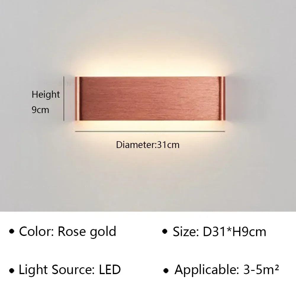 LED Wandlamp Modern Aluminium Acryl 30cm Warm Wit Zwart Goud Slaapkamer Hal Badkamer Minimalistisch Design | Sansoti