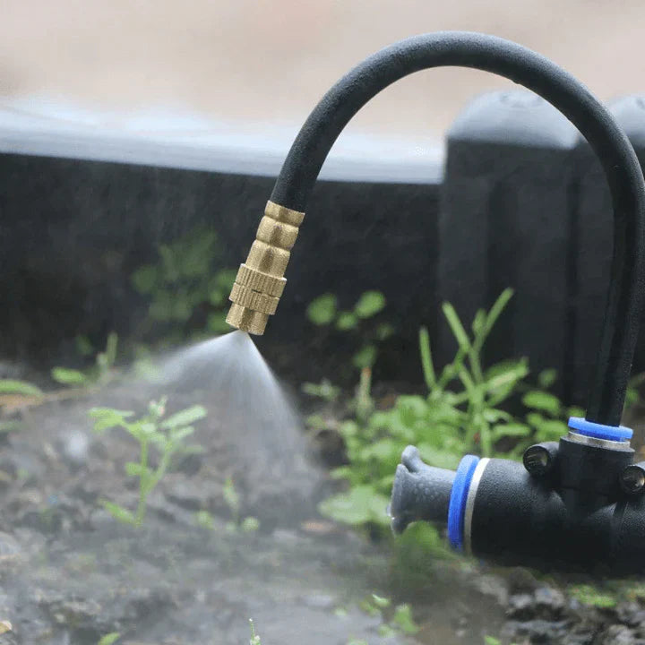 Druppelirrigatiesysteem 360° Messing PE-Slang 8mm Automatisch Bewateren Tuin Balkon Kas Hoogbed Kraan 5m 10m Zonder Stroom | Sansoti