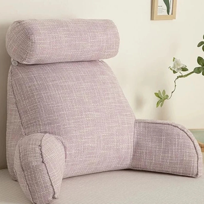 Coussin ergonomique de soutien dorsal avec appuie-tête réglable et housse en coton amovible pour un confort d’assise optimal à la maison | Sansoti