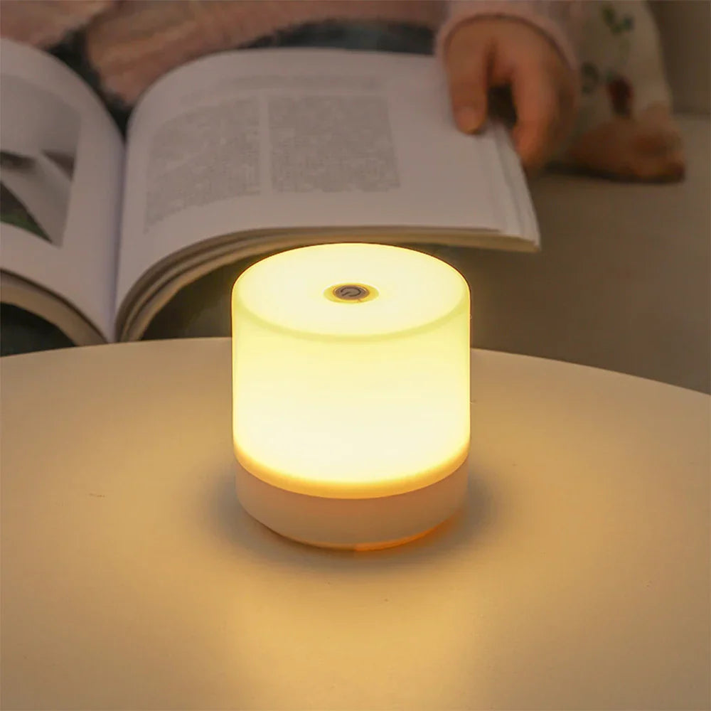Nachtlamp LED USB 8.5cm Dimbaar ABS Wit Touch Bedlamp Slaapkamer Bureau Sfeerverlichting Compact Lampje | Sansoti