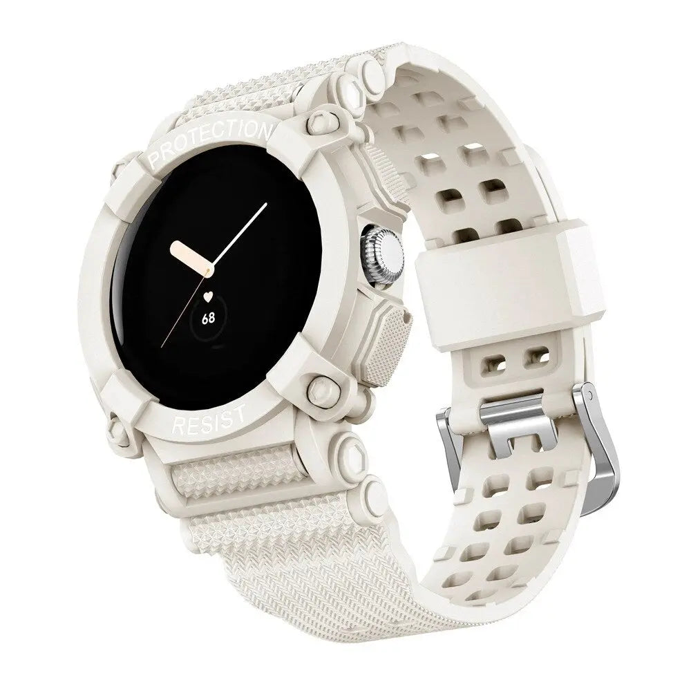 Smartwatch Band with Protective Case Pixel Watch Silicone Sport Wristband Bumper Case Watch Accessory | Sansoti